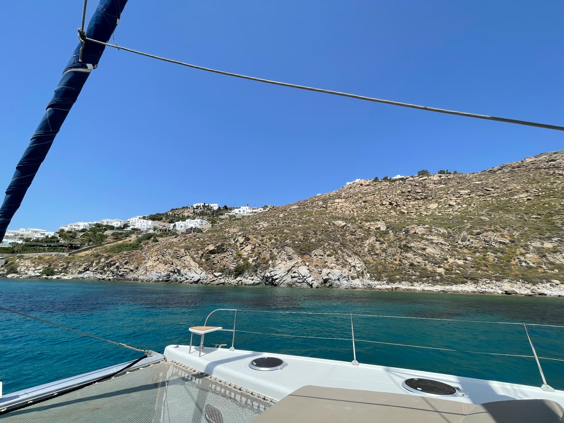 Private catamaran along the Aegean coast