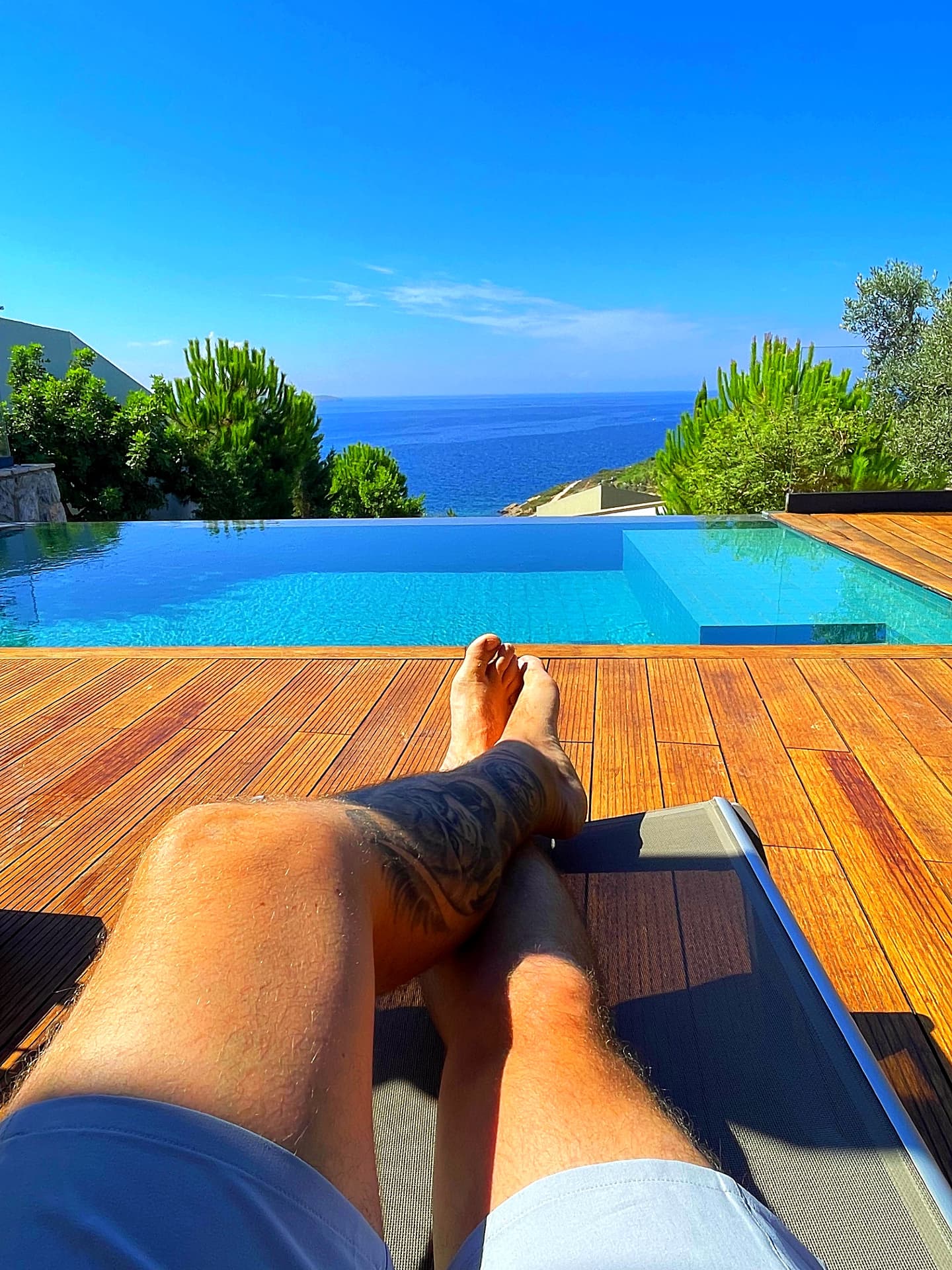 Infinity pool overlooking the Greek coastline