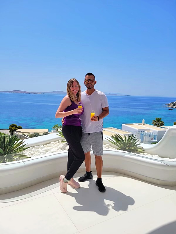 Morning toast on a Mykonos terrace