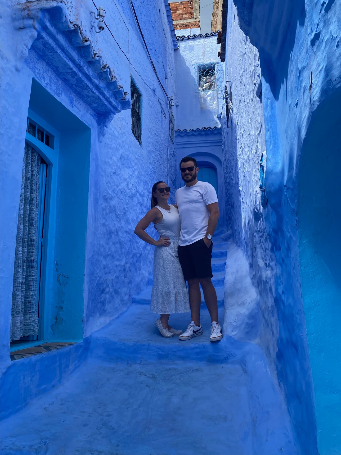 Blue-washed alleyway in Chefchaouen, Morocco